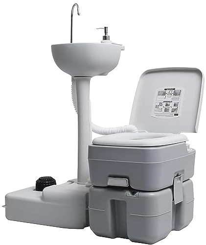 HLGKBY Outdoor-Waschbecken, tragbares Handwaschbecken, mit Waschbecken und Campingtoilette, Handwaschständer-Set für persönliche Hygiene und Camping im Freien