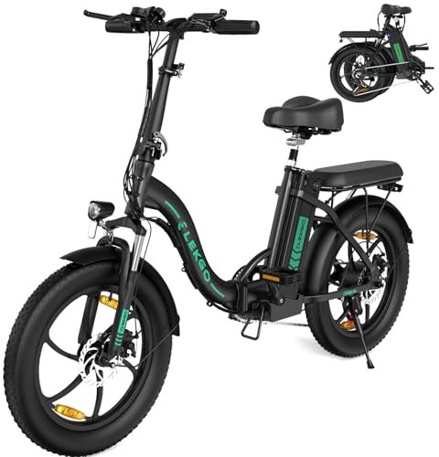 ELEKGO E Bike Klapprad, 20*3.0 Fettreifen Elektrofahrrad, 250W Motor, 36V 12Ah Akku, 7-Gang Zusammenklappbare, Maximale Laufleistung 35–90 km