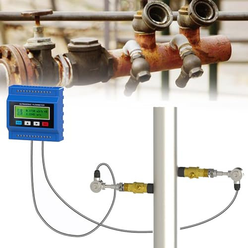XDLYWUZIQ Ultraschall-Wasserdurchflussmesser, Tuf-2000m-Wandler, Digitaler Flüssigkeitsdurchflussmesser Für Metall- Oder PVC-Kunststoffrohre,Host+Insertionprobe