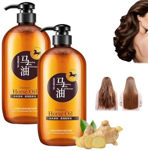 Horse Oil Nourishing Shampoo-No.1 Japan, Horse Oil Supple Moisturizing Shampoo, Japanese Horse Oil Shampoo for Stronger, Thicker, Longer Hair, Hair Thickening Shampoo for All Types of Hair (2pcs)