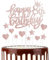 11pcs Happy 8th Birthday Cake Toppers Rose Gold Cake Cupcake Toppers for Cake Glitter Heart Stars Cake Toppers Birthday Gift Personalised Cake Topper for Girls Babies 8th Birthday Cake Decorations