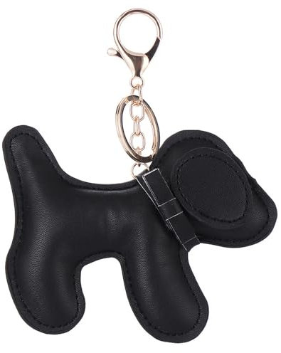 SHYCown Hunde-Leder-Schlüsselanhänger, Taschenanhänger, Geldbörsen-Dekoration, Schwarz, Medium
