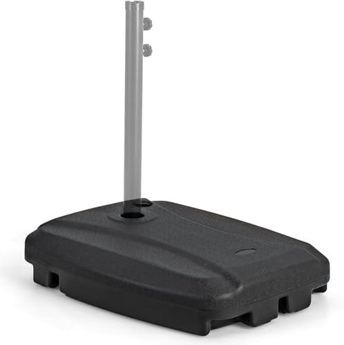 SPOTRAVEL Cantilever Parasol Base, Heavy Duty Square Umbrella Stand with Pre-Install Cross Base, Wheels & Handle, Outdoor Water or Sand Filled Umbrella Holder for Garden Patio