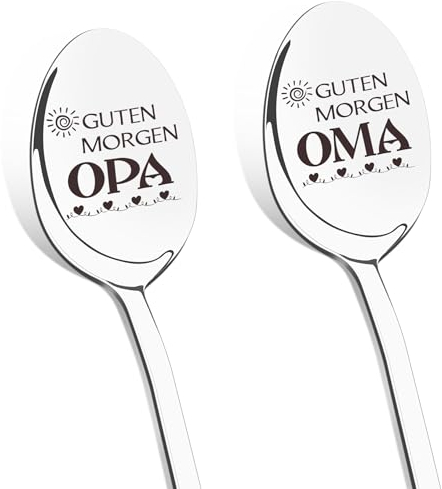 Oma und Opa Geschenk, 2 Stück Kaffeelöffel mit Gravur für Beste Oma und Opa zum Geburtstag, Geburtstagsgeschenk Geschenke für Oma Opa, Löffel Personalisiert für Großeltern
