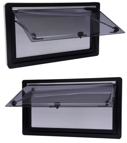 2PCS Ausstellfenster Wohnmobil Fenster Seitenfenster 900x500 MM RV Klappfenster Externes Push Fenster mit Sonnen- und Sichtschutz für Wohnwagen, Wohnmobile, Camper | EU Stock | E13