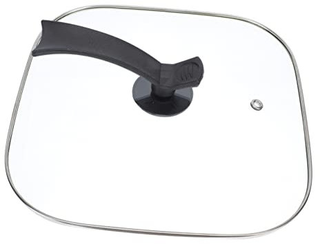 FUNOMOCYA Square Glass Pot Cover 30cm Multi-functional Electric Frying Pan Lid Tempered Household Cooking Pot Glass Cover and Kitchen Use