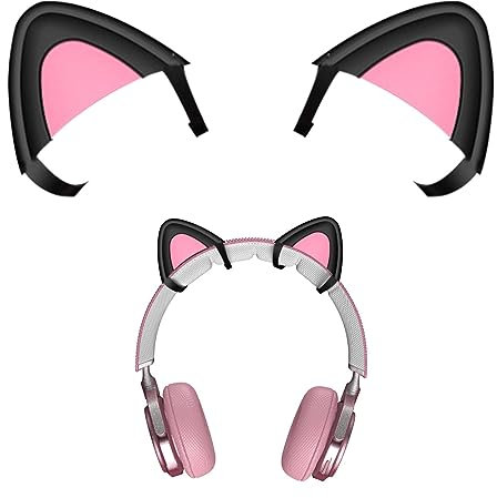 POHOVE 2 orejas de gato decorativas para auriculares, orejas de gato de silicona, bonitas orejas de gato, accesorio acoplable, correas de fijación ajustables para auriculares universales para juegos