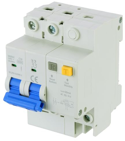 QUARKZMAN Disjoncteur Miniature 2Pôle AC 230V 16A Montage Sur Rail DIN Interrupteur de Déconnexion AC Disjoncteur de Protection à Déclenchement Thermique Magnétique