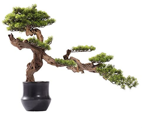 DFHS46JK Gefälschte Pflanzen 26-Zoll-künstliche Bonsai-Kiefer, künstliche Keramik-Topfpflanze, Schreibtisch-Display, gefälschte Baumtopf-Ornamente, japanische Zedern-Bonsai-Pflanze Künstlicher Baum