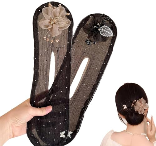 2 Stück Magischer Haarknoten Haar Twist Haarband Frisierhilfe Haarschmuck Flower Hair Bun Roller, Fast and Easy Lazy Hair Curler, Deft Bun Maker, Bun Roller Hair Accessory for Women and Girls