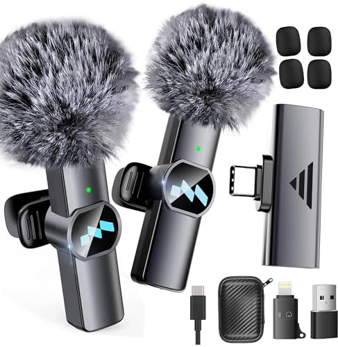 MLZTINGR Kabelloses Lavalier Mikrofon Handy Mikrofon für iPhone/iPad/PC, 3 in 1 Bluetooth Mikrofon für Live-Streams, YouTube, Vlogs (inkl. 4 Ersatzköpfe) (dunkelgrau)