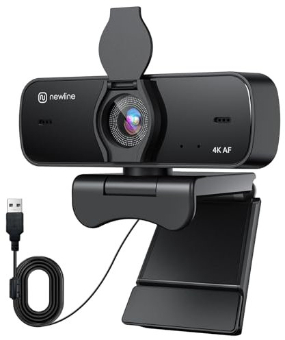 N newline Webcam 4K per PC, webcam USB 4K UHD con microfono, nuova messa a fuoco automatica aggiornata, telecamera per PC zoom Skype team computer portatile conferenze chiamate