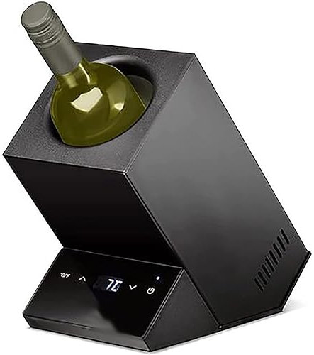 YANDDEA Electric Wine Chiller, Single Bottle, Electric Wine Ice Bucket, Wine and Beverage Bottle Cooler Electric Wine Ice Bucket for Single Bottle, Smart Thermostat Control,Black