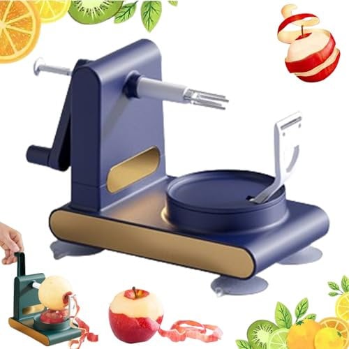 Beachersett Multi-Fruit Peeler 2.0, Damianneder Multi-Fruit Peeler 2.0, Home Essentials Multi-Fruit Peeler 2.0, Hand Crank Multi-Fruit Peeler Machine with Powerful Suction Base (Purple)