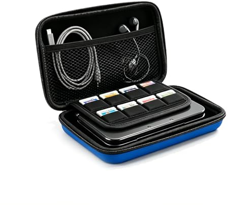 Plyisty Tragetasche für die Neue Konsole 3DS, 3DS XL, 2DS XL und Zubehör, Schützende Hartschalen-Reisetasche, mit Spielefach und Innentasche (Blue)