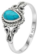 mantraroma Silberring Damen 925 Sterling Silber – tropfenförmiger Edelstein Ring, Vintage Statement Ring Schmuck, elegantes Geschenk für Frauen