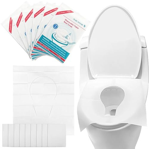 Eckerdromk 60 Stück Toilettenauflage Einweg, Einweg Toilettensitzbezüge Papier, Spülbare Toilette Auflage, Kinder und Erwachsene WC Sitzauflage für Unterwegs Öffentliche Toiletten (43x35.5cm)