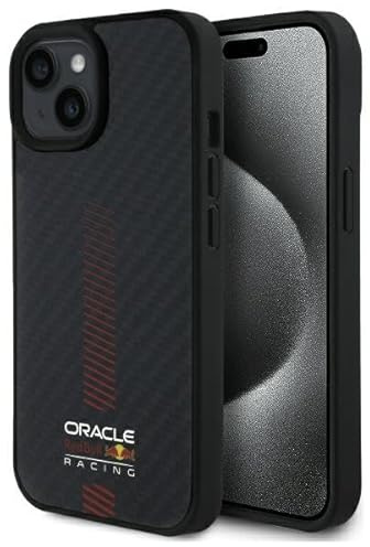 CG MOBILE Red Bull RBHMP15S24CFGSMK Hülle für iPhone 15 6.1 Schwarz Kohlefaser-Powerbar kompatibel mit MagSafe