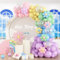 HILAVO Kit per arco di palloncini pastello Macaron, rosa, blu, verde, viola, giallo, colori pastello, arcobaleno, coriandoli, palloncini in lattice, ghirlanda per Pasqua, compleanno, baby shower