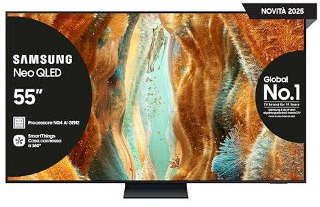Samsung Smart TV 55'' QE55QN74FATXZT Neo QLED 4K Mini LED, NQ4 AI Gen2 Processor, 4K AI Upscaling, Tecnologia Quantum Matrix Slim, OTS Lite, AirSlim Design, 2025, 55, 2025 QN74F