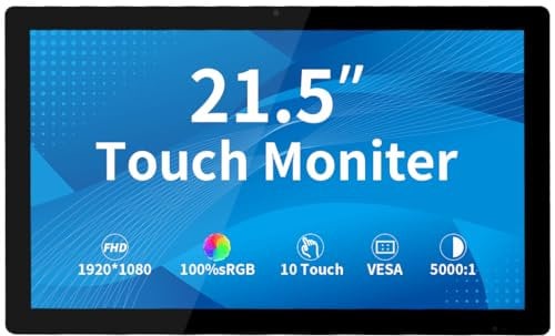 Magedok 21,5 Touchscreen Monitor, FHD 1080P, 10-Punkt Kapazitiver Multi-Touch, HDMI/VGA, Eingebaute Lautsprecher, VESA, für PC POS Kiosk Restaurant Bar