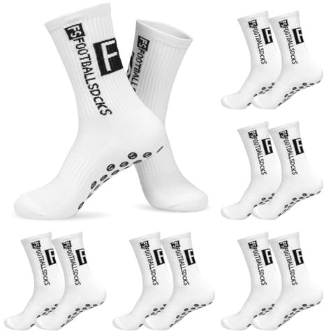 HUKUMA 6 Paare Fußball Socken,Fußballsocken 38-44 Herren Damen,FS Football Socks,Anti Rutsch Grip Socken,Fussballsocken für Herren Damen Fussball Basketball Laufen Tennis