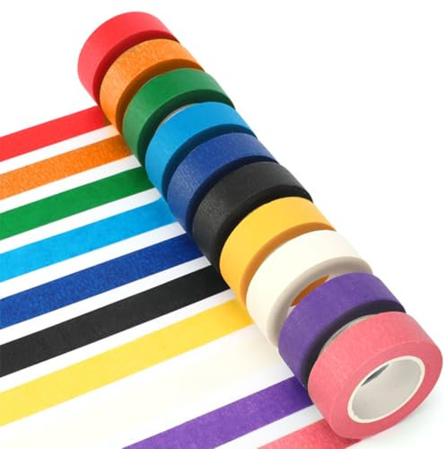 OUDQFCJ 10 Ruban Inscriptible, Iridescent, Masking Tape, Scotch Decoratif, Rouleau pour le Bricolage et Peinture, Matériel D'art Amusant pour les Enfants (10 mm x 13 m) (Arc-en-ciel/Multicolore)