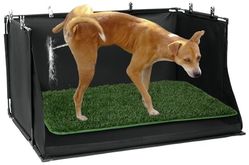MABOZOO Hunde-Urinierunterlage mit Kunstrasen, 85,9 x 61 x 45 cm, faltbares Töpfchen für den Innenbereich, mit gesäumtem Rand, kein Verschütten, Haustier-Pad-Halter, Tablett, Welpentoilette für Hunde
