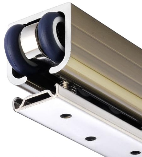 Kit Rail pour Porte Coulissante Fixation Plafond en Alliage D'aluminium 1/2/3/4/5/6 m avec Roulettes, Kit de Quincaillerie Porte Coulissante de Séparation/Placard/Grange(3.0m/9.8ft)