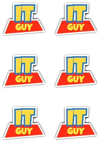 Laminierte Aufkleber: 50 mm, 6 Stück - Nerd Sticker IT GUY wasserfest Admin Geschenk