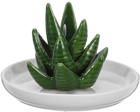 Ciieeo Ceramic Cactus Jewelry Display Tray Premium Glazed Ceramic Trinket Dish for Bracelets Necklace Storage and Showcase Space for Bedroom Nightstands