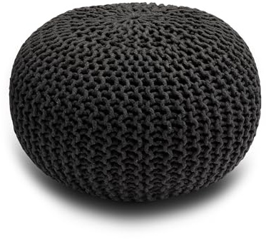 Home Sweet Home UK Handmade Ottoman Large Knitted Pouffe Footstool - 100% Cotton Chunky Knitted Round Pouffes For Living Room - Suitable For Resting Feet, Occasional Seating & Decor