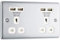 BG Electrical NPC24U44W-01 Double Unswitched Fast Charging Power Socket with Two USB Charging Ports, 13 A, Polished Chrome, 14.6 cm*3.1 cm*8.6 cm