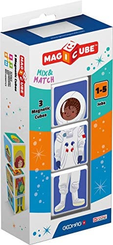 Geomag MAGICUBE Jobs 3 Cubes Magnetisches Spielzeug für Kinder, Geschenk für Jungen und Mädchen im Alter von 1 2 3 4 5 6 Jahren, Montessori-Spielzeug, magnetische Konstruktionen, Kinderspielzeug