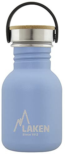 LAKEN Sehr Robusta Edelstahlflasche 0,35 Blau, Unisex, Botella De Acero Inoxidable Muy Para Adultos 75 L Color Verde Con Tapa Azul (Blue), 0.35