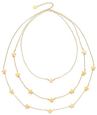 inSCINTILLE Collana con Stelle e Cuori Pendenti Donna in Acciaio Inossidabile con Chiusura Regolabile, Collana Stelline multifilo ad 1/2/3 Fili con Confezione Regalo (3 Fili Stelle - Oro Giallo)