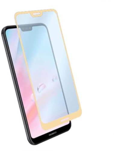 MUNDDY Protector de Pantalla Completa para Huawei P20 Lite de Dureza de 9H sin Burbujas .Full Cover Cristal Vidrio Templado Premium de Completa con Bordes Redondeados (Dorado)