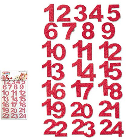 CREATIV DISCOUNT Filz-Adventszahlen, ca. 2,5cm, rot
