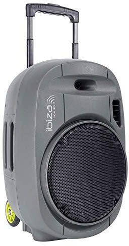 PORT12VHF-GR-MKII - Ibiza Sound - Système de sonorisation portable autonome avec USB-MP3, Bluetooth, Vox et 2 micros VHF 17-2627 Gris 12”
