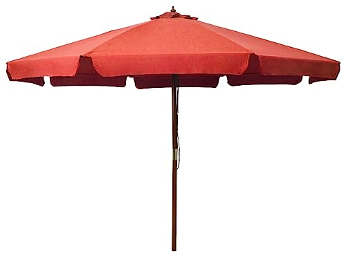 vidaXL Parasol d'Extérieur avec Mât en Bois, Pare-soleil de Patio, Abri de Soleil, Parasol de Plage Jardin Terrasse Balcon, 330 cm Terre Cuite