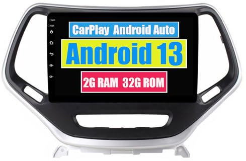 RoverOne Autoradio pour Jeep Cherokee 2014 2015 2016 2017 avec Android Auto Lecteur Multimédia Navigation GPS Écran Tactile Bluetooth WiFi USB CarPlay
