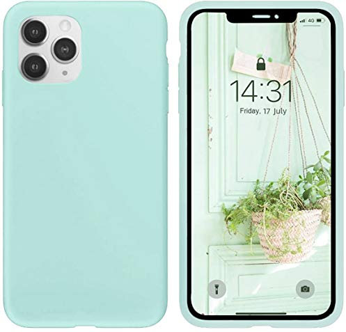 IceSword Compatible with iPhone 11 Pro Max Case Mint Green, Thin Liquid Silicone Case, Soft Silk Matte Mint Green, Gel Rubber Full Body, Cool Protective Shockproof Cover 6.5 11PM- Mint Green