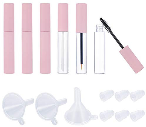 QINREN 6pcs Empty Mascara Tube, 10ml Empty Mascara Tube and Wand Refillable Mascara Tube with Eyelash Wand Eyeline Container Bottle with Rubber Inserts and Funnels Set for DIY Eyelash Cream Mascara
