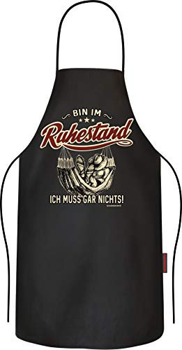 RAHMENLOS Grillschürze Kochschürze Küchenschürze als Geschenk für Rentner im Ruhestand: Ich muss gar nichts reine Baumwolle
