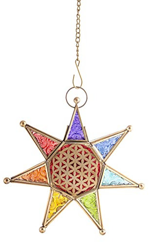 Berk L-01 - Estrella de chakra de luz oriental con cadena linterna para velas de té