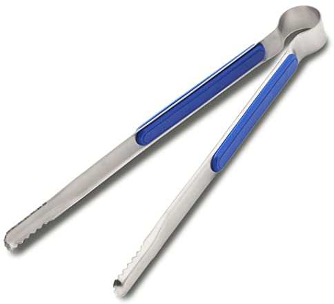 Florian (Blaue große Zange, 1 Stück) Multi-Vorschlagszange, hochfester Edelstahl, begrenzte Feder, glatte Kante für Lebensmittel, Grillen, Bulgogi, Kochen, Outdoor, Samgyeobsal, koreanische
