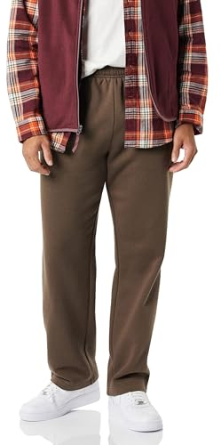 Amazon Essentials Herren Fleece-Jogginghose mit offenem Saum (erhältlich in Übergrößen), Mittel Braun, L