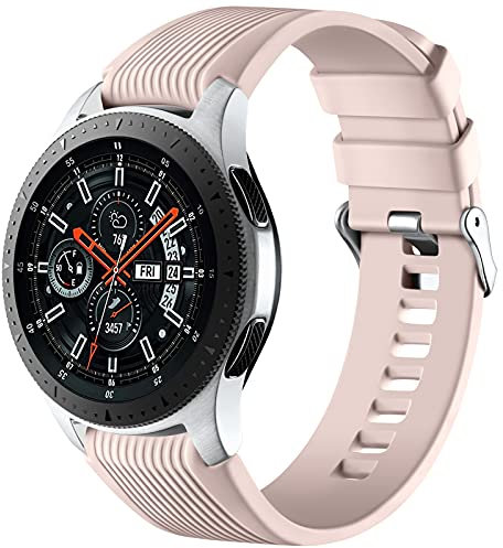 Mastten 22mm Correa Compatible con Samsung Galaxy Watch 3 45mm/Samsung Galaxy Watch 46mm/ Gear S3 Frontier para Hombres Mujeres, Correas de Reloj Smartwatch de Silicona Suave y Deportiva, Rosa Arena