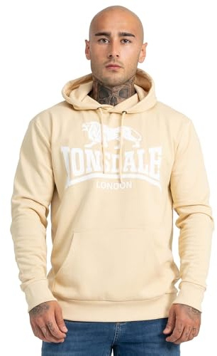 Lonsdale Herren Kapuzensweatshirt Normale Passform Sherborne XL, Beige/White