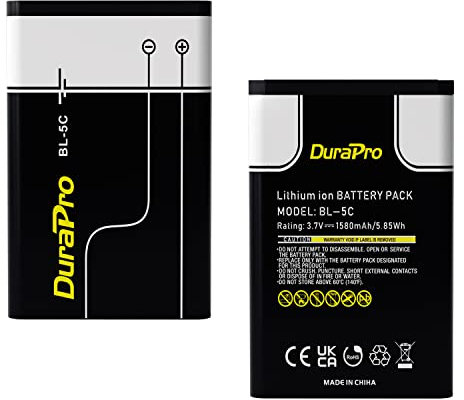 DuraPro 2X Akku BL-5C für Nokia 2710N, 2730C, 3100, 3109C, 3110C, 3110e, 3120, 3555, 3650, 3660 Nokia 110, 1100, 1101, 1110, 1110i, 1112, 1200, 1208, 1209, 130